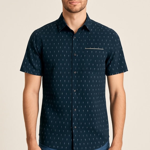 Craft + Flow Men’s Minimalist Short Sleeve Button Down Shirt Blue Size Large - Picture 5 of 5